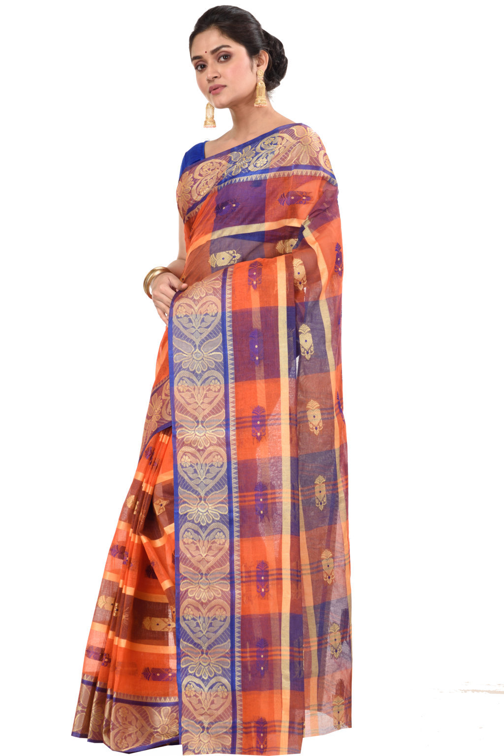 Red Pure Cotton Krishnakali_Ankit Tant Saree (768)